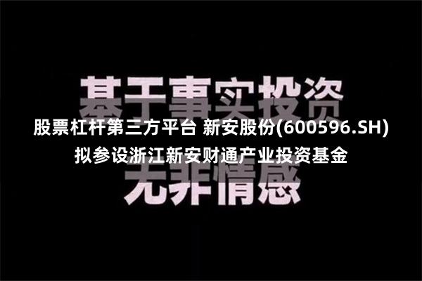 股票杠杆第三方平台 新安股份(600596.SH)拟参设浙江新安财通产业投资基金