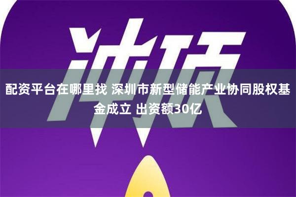 配资平台在哪里找 深圳市新型储能产业协同股权基金成立 出资额30亿